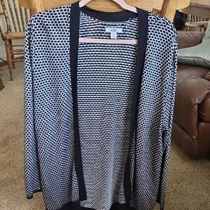Croft & Barrow Black and White Patterned Cardigan